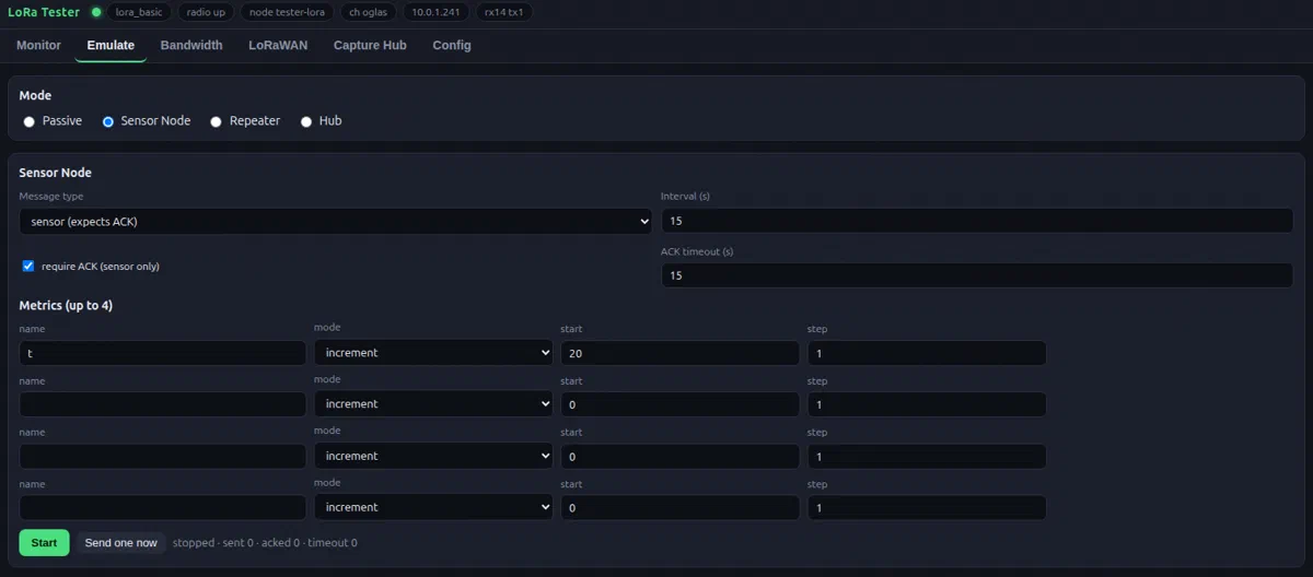 LoRaScope emulate: inject and replay test packets